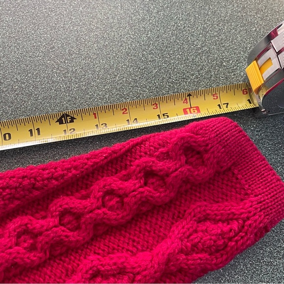 Aran Crafts 100% Merino Wool, Raspberry Cable Knit One Button Cardigan Sweater L - Picture 8 of 13